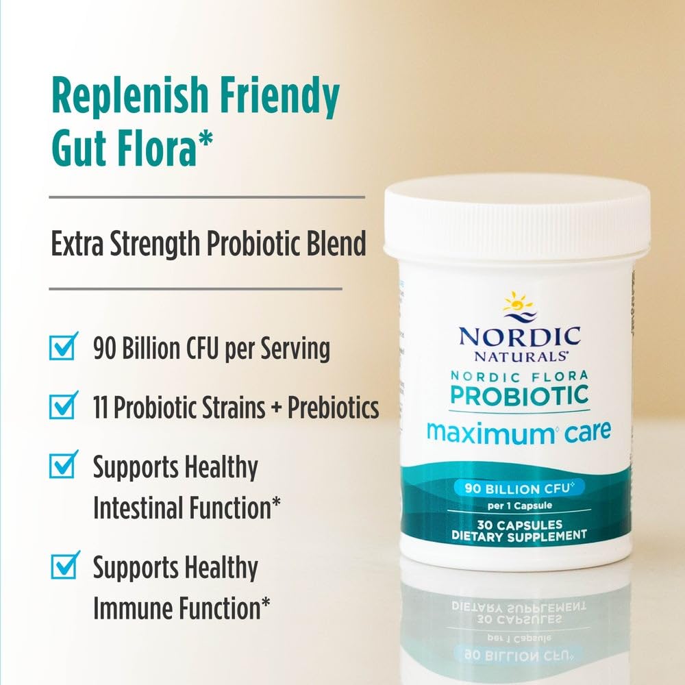 Nordic Naturals Nordic Flora Probiotic Maximum Care, 30 Capsules, 11 Probiotic Strains for Daily Immune and Digestive Health Support, Vegan, 30 Servings Nordic Naturals uk supplements