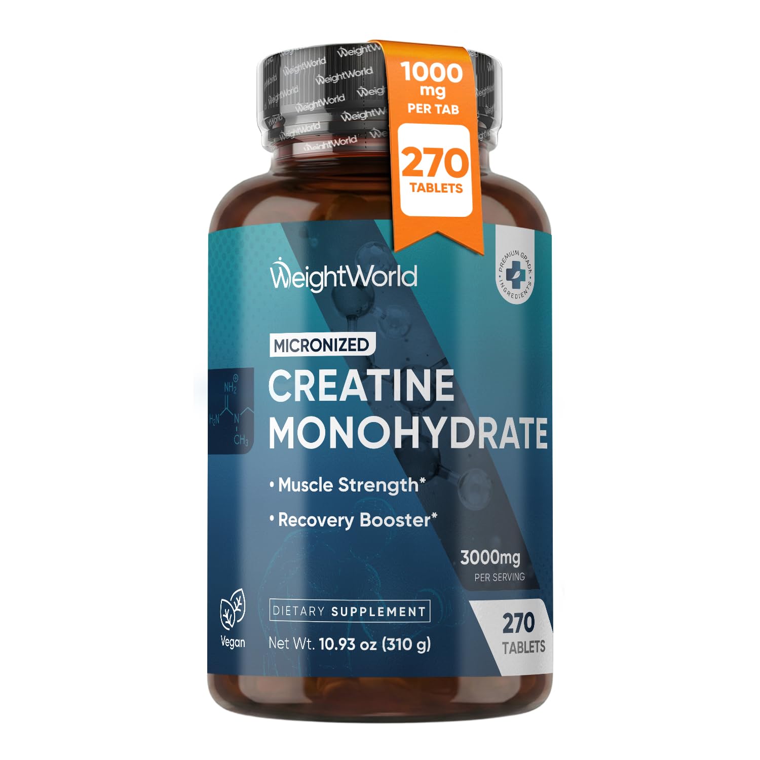 WeightWorld Micronized Creatine Monohydrate 3000mg Tablets - Muscle Growth, Strength, Energy & Recovery | Pre Workout Creatine for Women & Men | 1000mg per Tab WeightWorld uk supplements