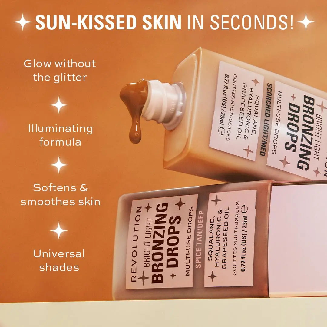 Revolution Beauty London, Bright Light Bronzing Drops, Bronze & Glow for Face & Body, Infused with Hyaluronic Acid, Vegan & Cruelty-Free, Bronze Summer, 0.77 fl oz Revolution Beauty London uk supplements