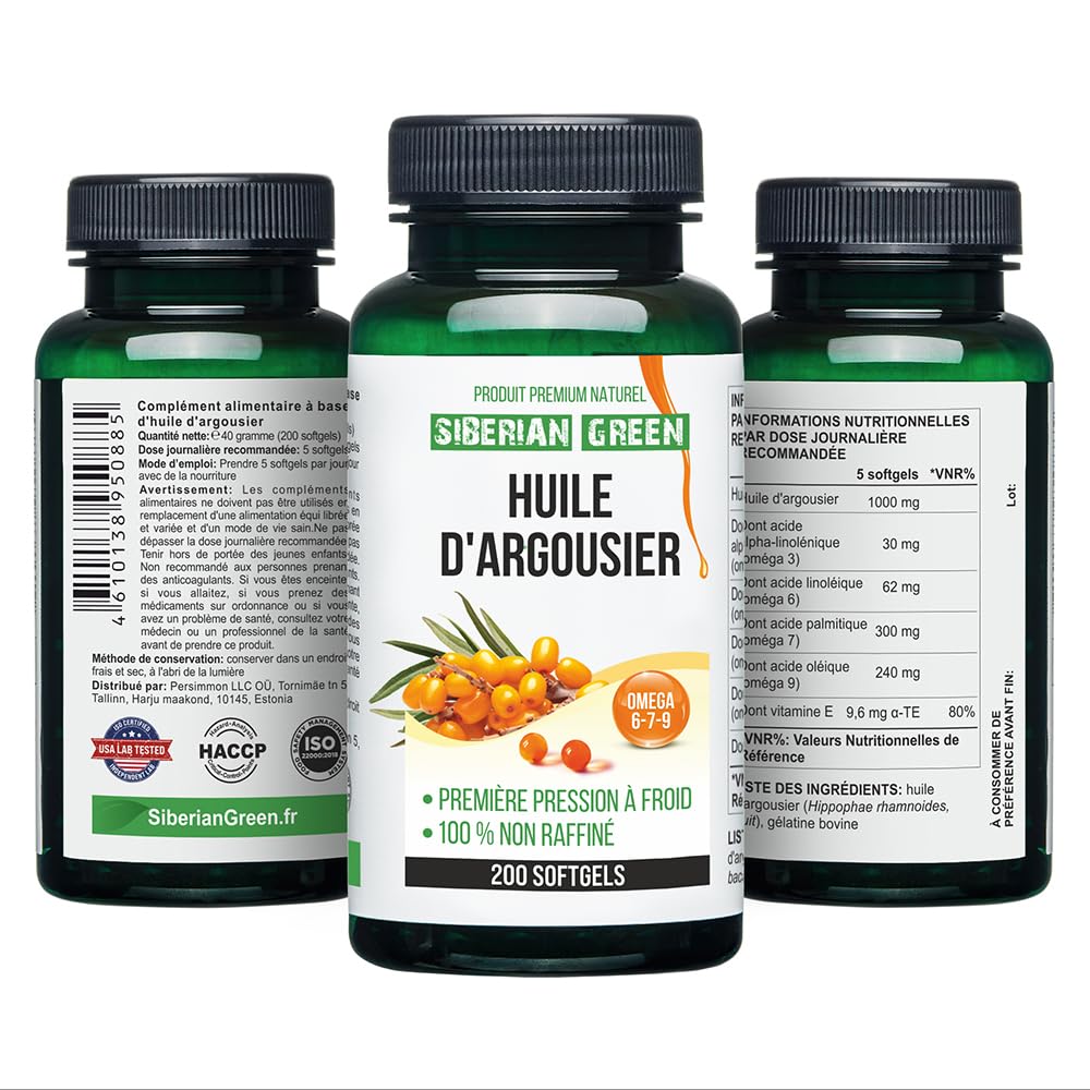 Siberian Sea Buckthorn Oil Capsules 200 Softgels | from Wild-harvested Siberian Sea Siberian Green uk supplements