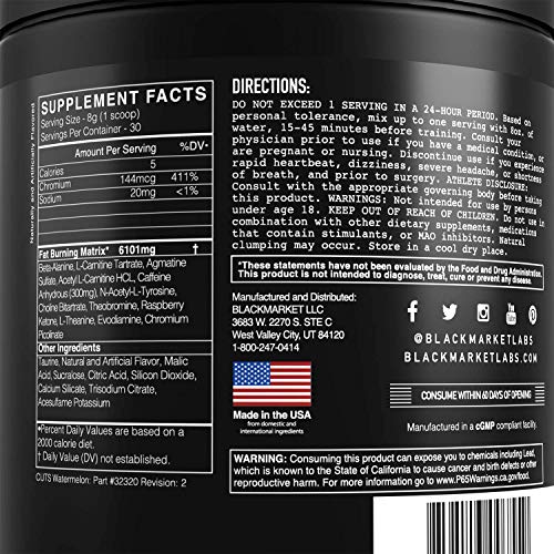 BLACKMARKET CUTS Pre Workout - Flavored Energy Powdered Drink Mix for Men BLACKMARKET uk supplements