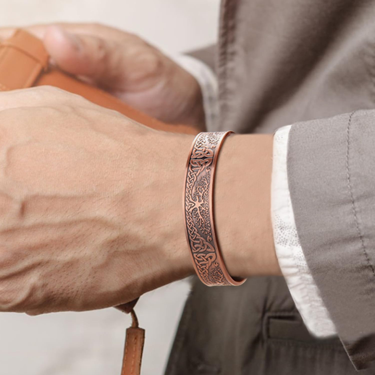 MagEnergy Magnetic Copper Bracelet for Men Life of Tree, 99.99% Pure Copper Bangle MagEnergy uk supplements