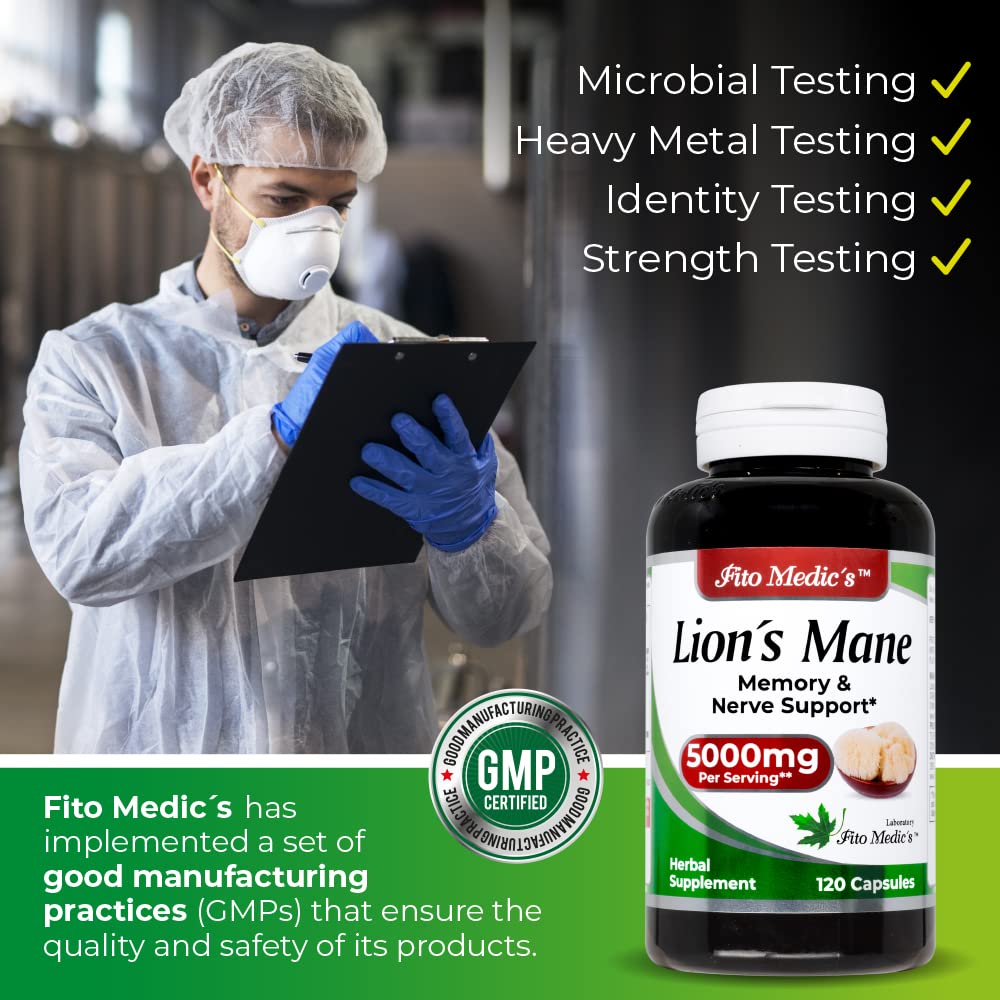 Lab | Lions Mane | 5000 mg per Serving | 120 Capsules | lions mane supplement | lions mane FITO MEDIC'S uk supplements