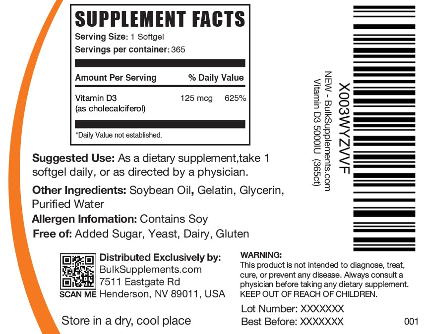 BULKSUPPLEMENTS.COM Vitamin D3 5000IU Softgels - Cholecalciferol, D3 Supplement BULKSUPPLEMENTS.COM uk supplements