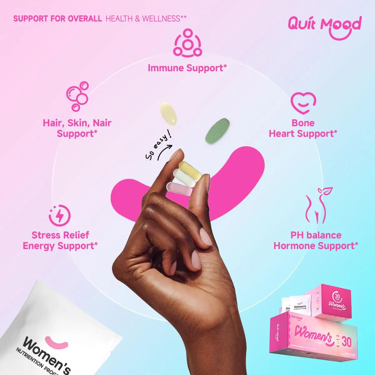 Multivitamin for Women Daily Vitamin Packs for 30 plus with Ashwagandha, D3 + K2, Probiotics&NR 1000 | Supplement for Beauty, Stress Relief Quit mood uk supplements