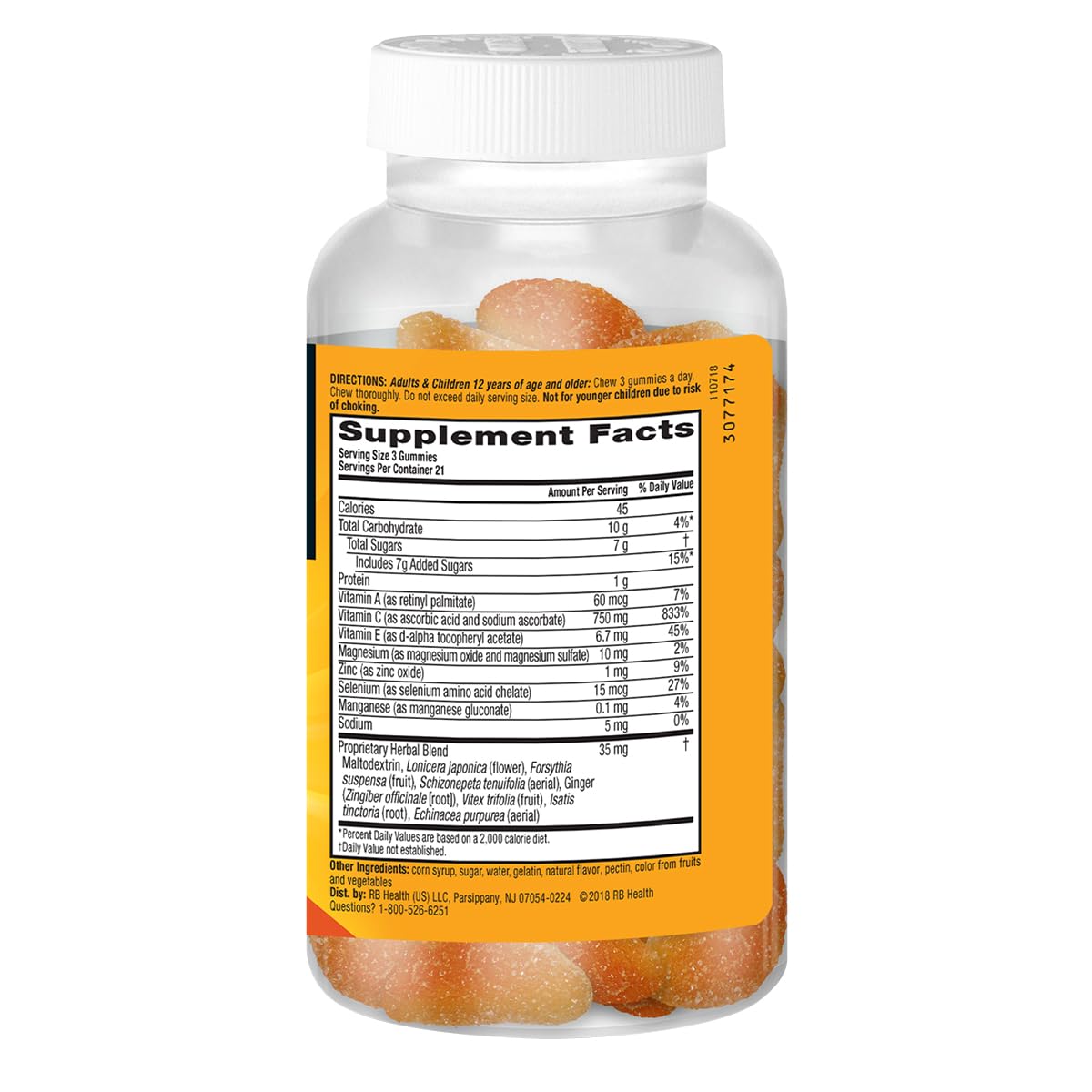 Airborne 750mg Vitamin C Immune Support Supplement Gummies for Adults, Zesty Orange Flavor, Gluten Free Crafted Blend with Powerful Antioxidants Vitamins A C & E, 63 Gummies (3 Pack) Airborne uk supplements