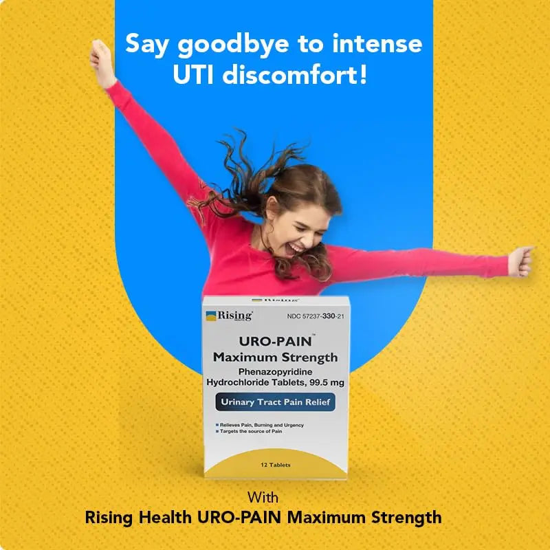Rising Health - URO Pain Maximum Strength | Urinary Tract Pain Relief | Relief from Pain, Burning and Urgency | 24 Count Rising uk supplements