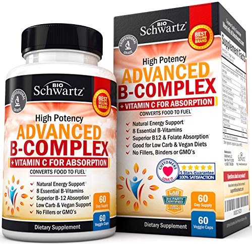 Vitamin B Complex with Vitamin C for Maximum Absorption - Methylcobalamin b12 BioSchwartz uk supplements