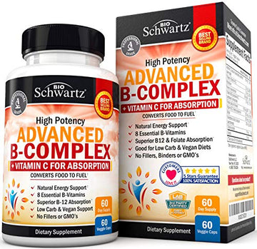 Vitamin B Complex with Vitamin C for Maximum Absorption - Methylcobalamin b12 BioSchwartz uk supplements