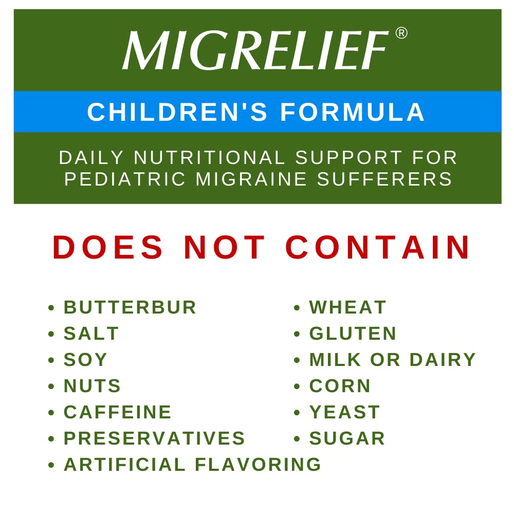 Children's MigreLief® - Triple Therapy with Puracol™ - Nutritional Support for Pediatric Migraine Sufferers - 60 Caplets/1 Month Supply MigreLief uk supplements