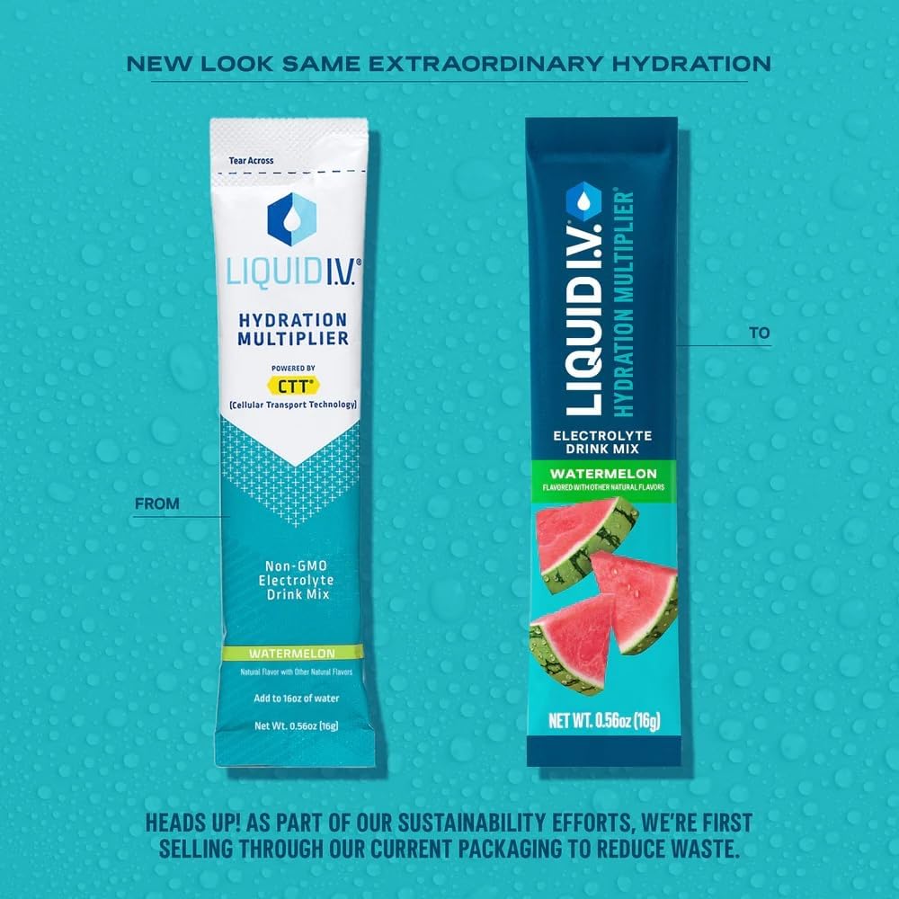 Liquid I.V.® Hydration Multiplier - Watermelon | Electrolyte Powder Drink Mix | 3 Pack (48 Servings) Liquid I.V. uk supplements