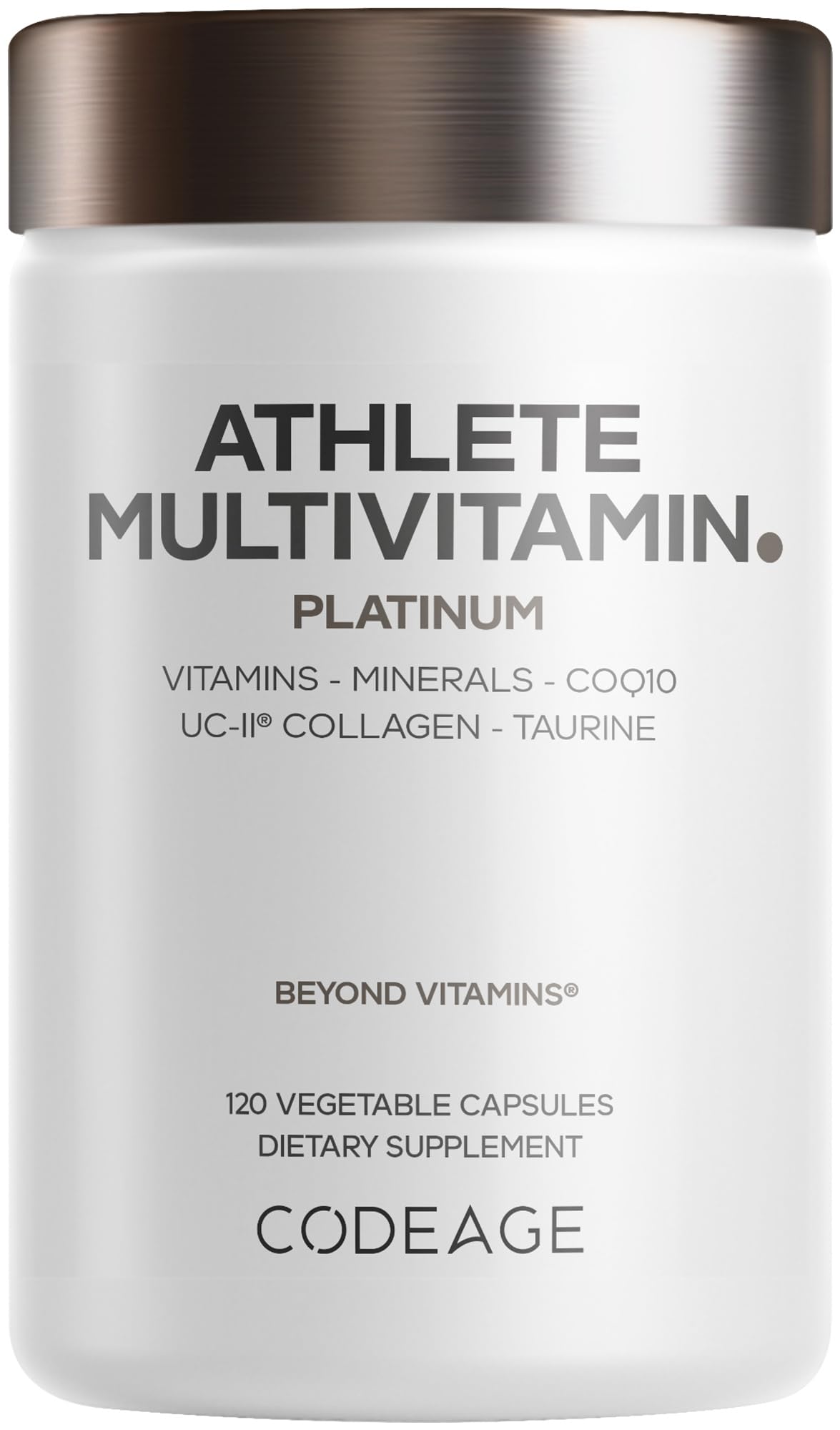 Codeage Athlete Multivitamin Platinum – Sports Supplement with Vitamins & Minerals, Folate, Iron & Magnesium, Creatine, Taurine, Electrolytes, CoQ10, PQQ, UC-II Collagen – Non-GMO – 120 Capsules Codeage uk supplements