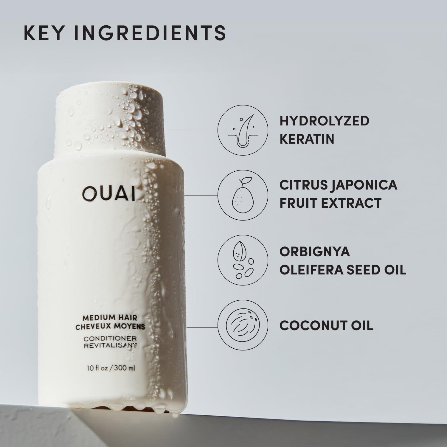 OUAI Medium Conditioner Travel Size - Hydrating Hair Conditioner with Coconut Oil, Babassu Oil, and Keratin - Strengthens, Repairs and Adds Shine - Paraben and Phthalate Free Hair Care Products (3 Oz) OUAI uk supplements