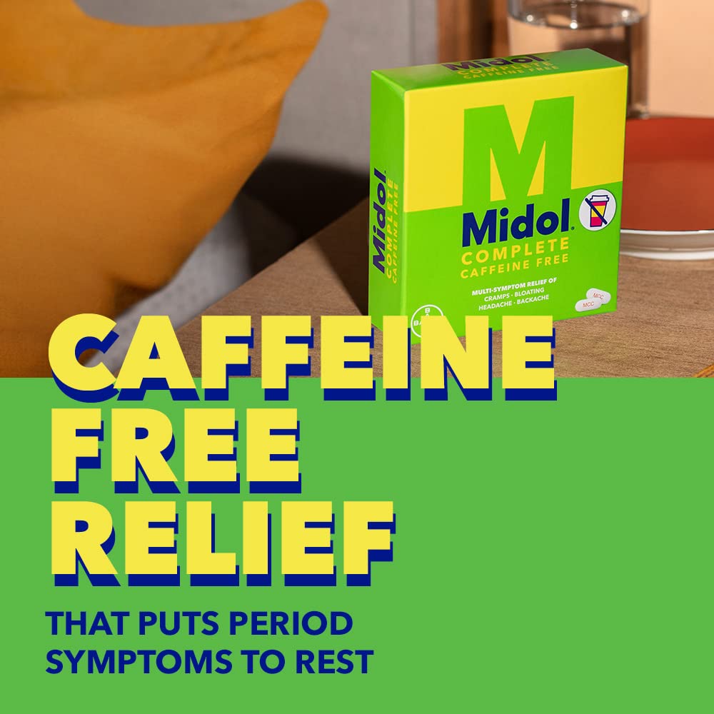 Midol Complete Caffeine Free Caplets 24ct: Midol Complete Caffeine Free Menstrual Pain Relief Caplets with Acetaminophen, Provides Headache Relief and Period Cramps Relief, 24 Count Midol uk supplements