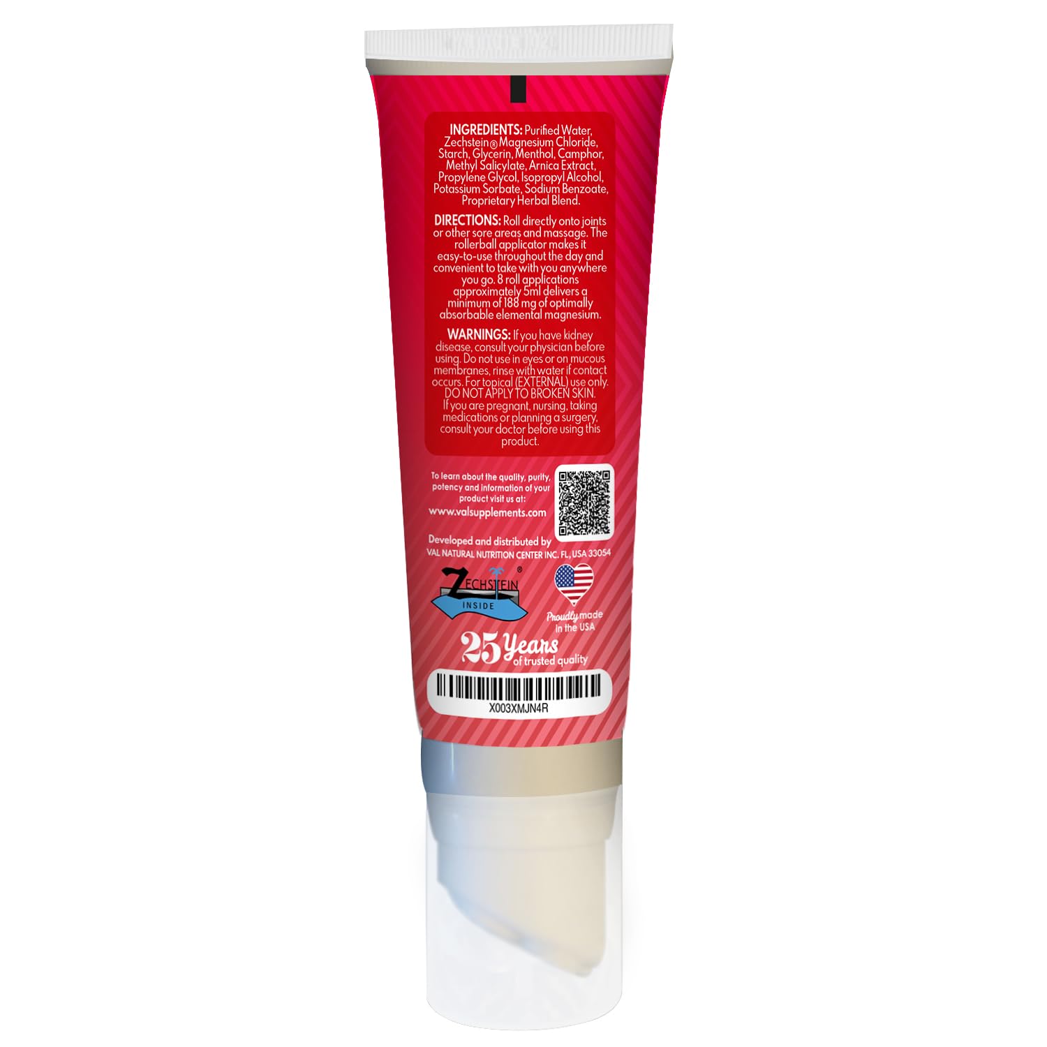 VAL Lombardi Relax Balance Magnesium Rollerball | Zechstein Magnesium + Herbal Extracts | Joint & Muscle Relief for Neck, Back, Legs | No Mess, Non-Greasy | 4oz VAL uk supplements