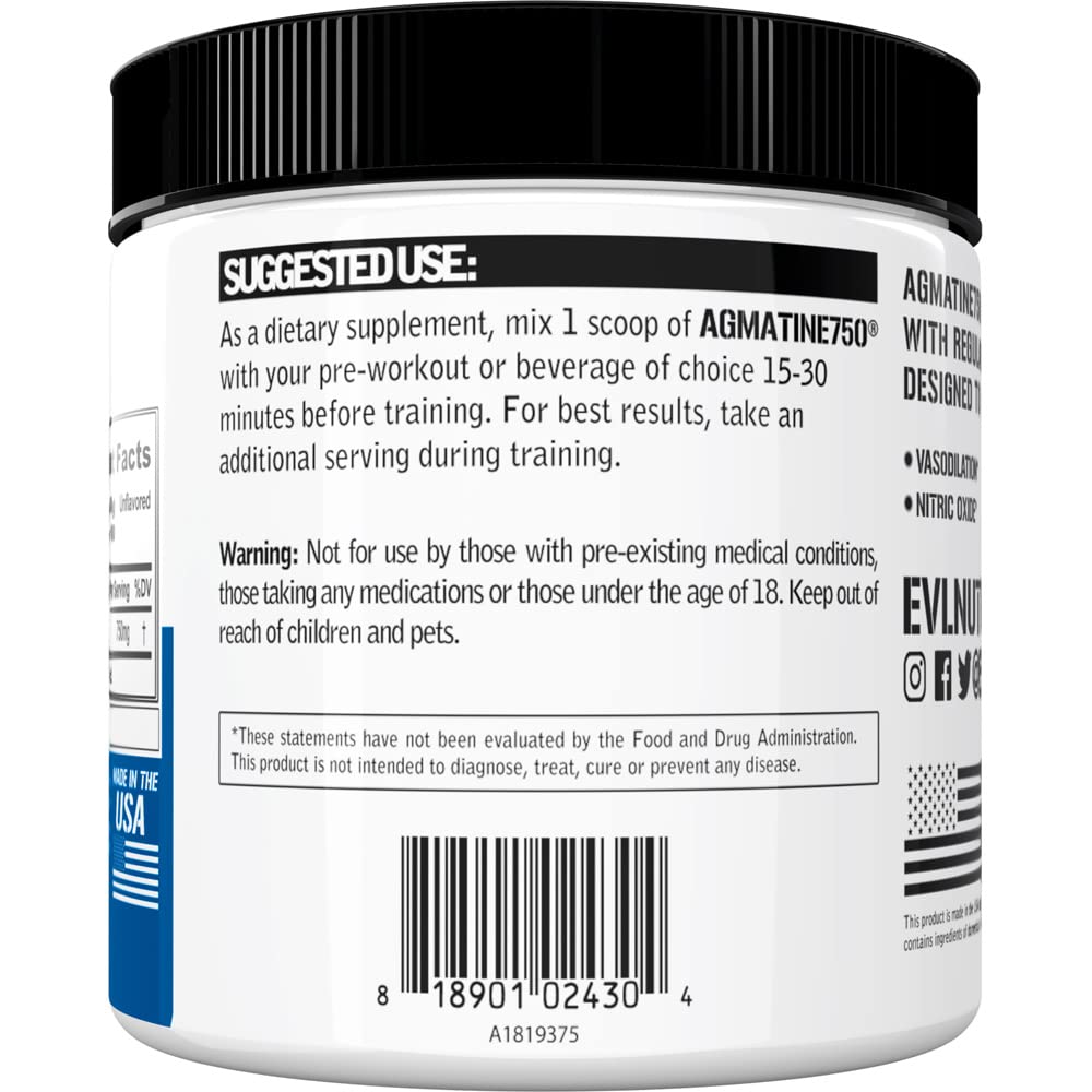 Evlution Agmatine Sulfate Nitric Oxide Powder Nutrition High Strength Agmatine Sulfate Evlution uk supplements