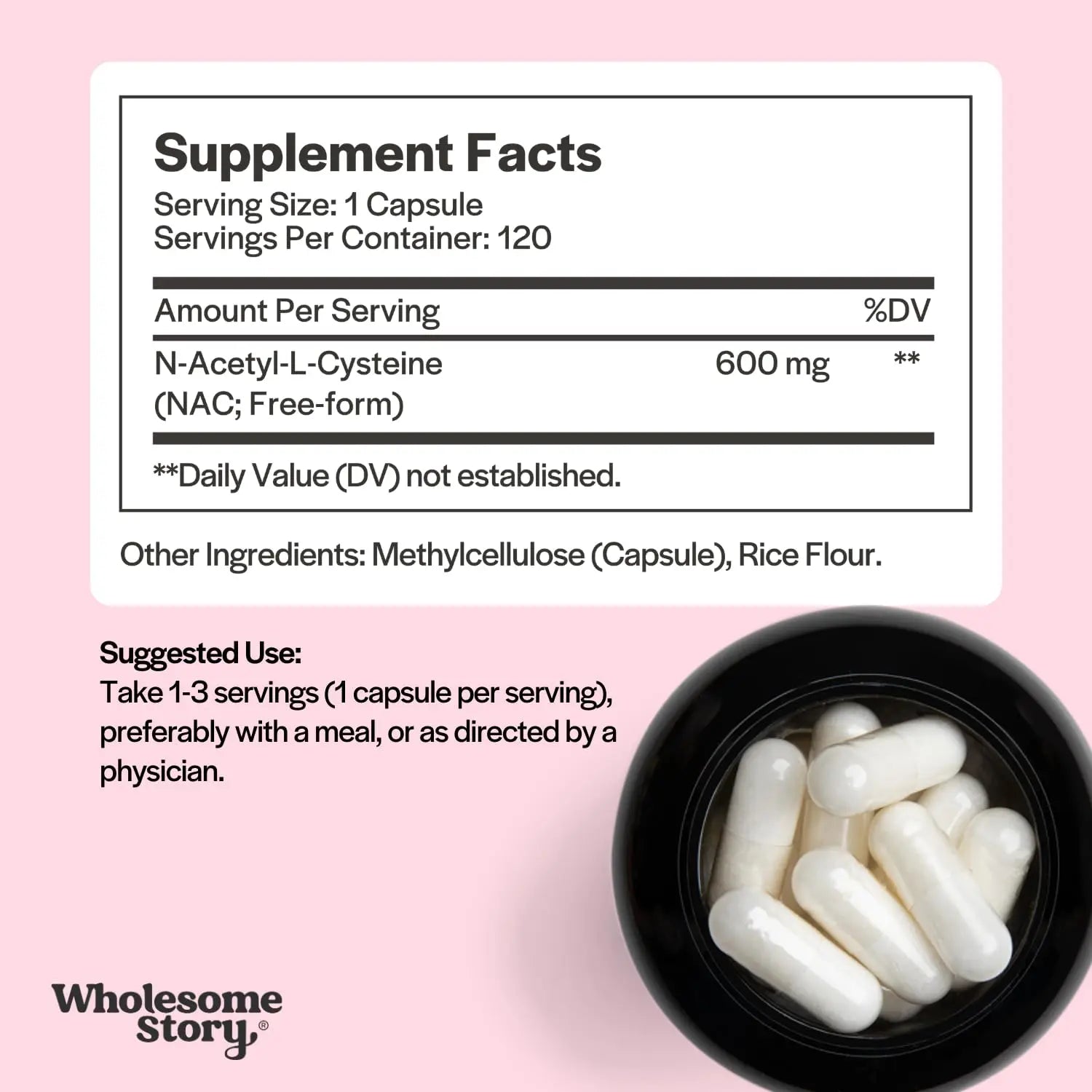 Wholesome Story NAC Supplement N Acetyl Cysteine 600 mg | Liver, Lung & Fertility Support | 120 Capsules | 120 Serving Supply Wholesome Story uk supplements