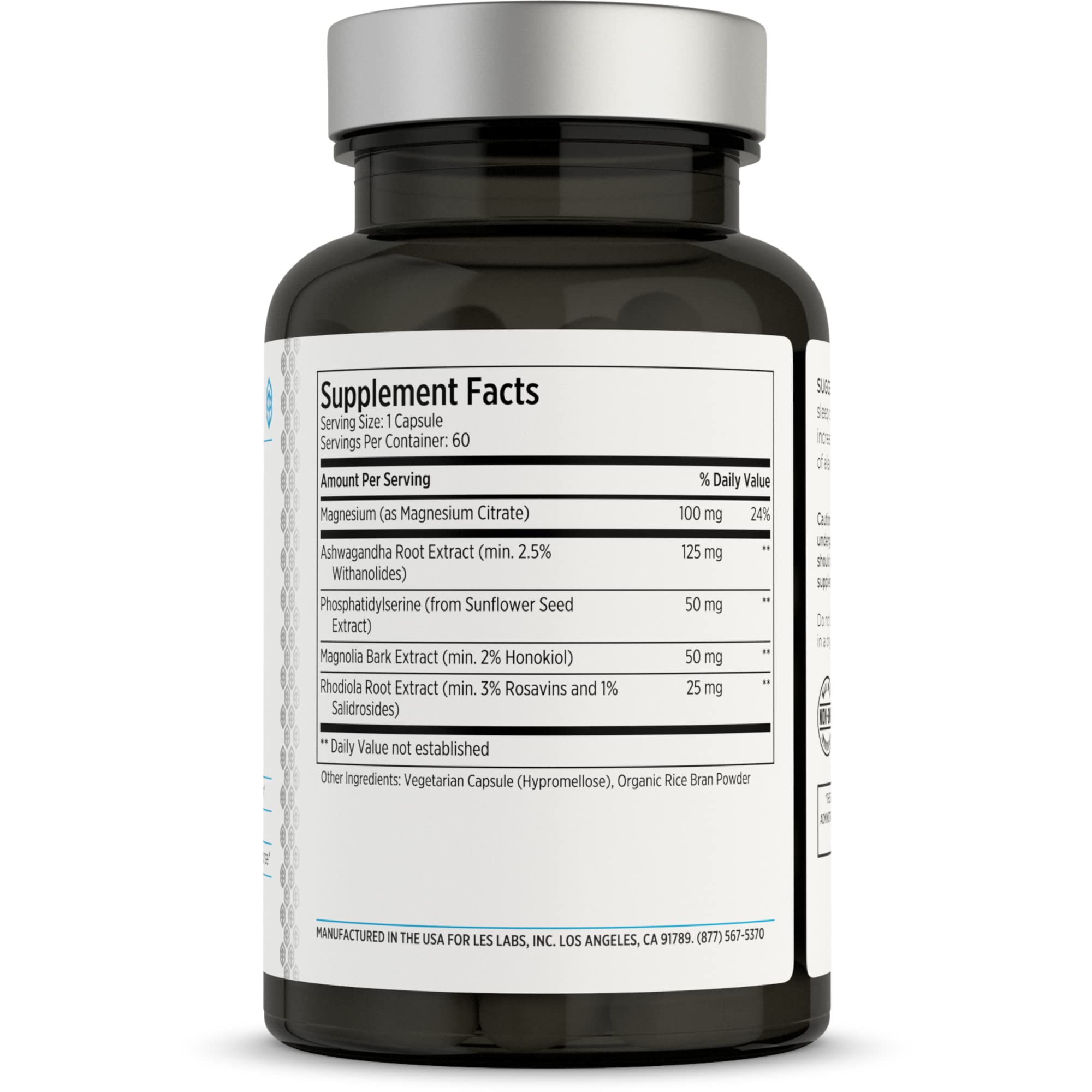 LES Labs Cortisol Health – Stress Relief, Balanced Cortisol Response, Relaxation & Deep Sleep – Phosphatidylserine, Magnesium, Magnolia Bark, Rhodiola Rosea & Ashwagandha – Non-GMO – 60 Capsules LES Labs uk supplements