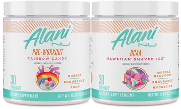 Alani Nu Rainbow Candy Pre Workout and BCAA Hawaiian Shaved Ice Post Workout Powder Alani Nu uk supplements