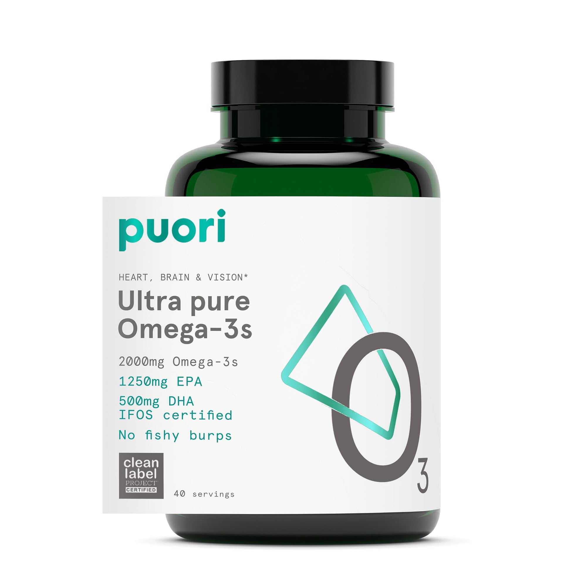 Puori Omega 3 Fish Oil Supplement - Ultra Pure & Burpless Wild Caught Fish Oil with 2000mg Omega 3 Fatty Acids,1250mg EPA & 500mg DHA Supports Heart, Brain & Eye Health - IFOS Certified - 120 Softgels Puori uk supplements
