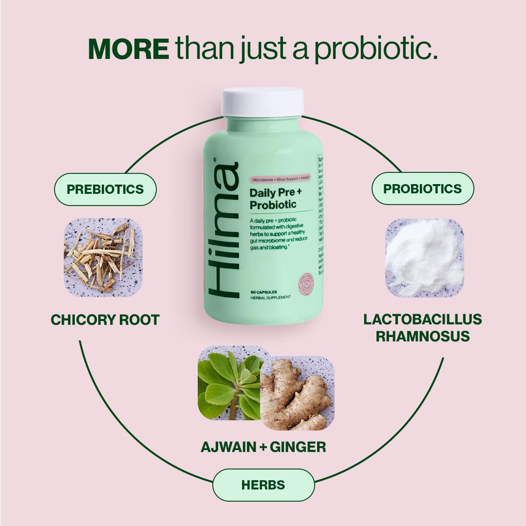 Hilma Daily Pre + Probiotic + Herbs - Support a Healthy Gut While Reducing Gas & Bloating Hilma uk supplements
