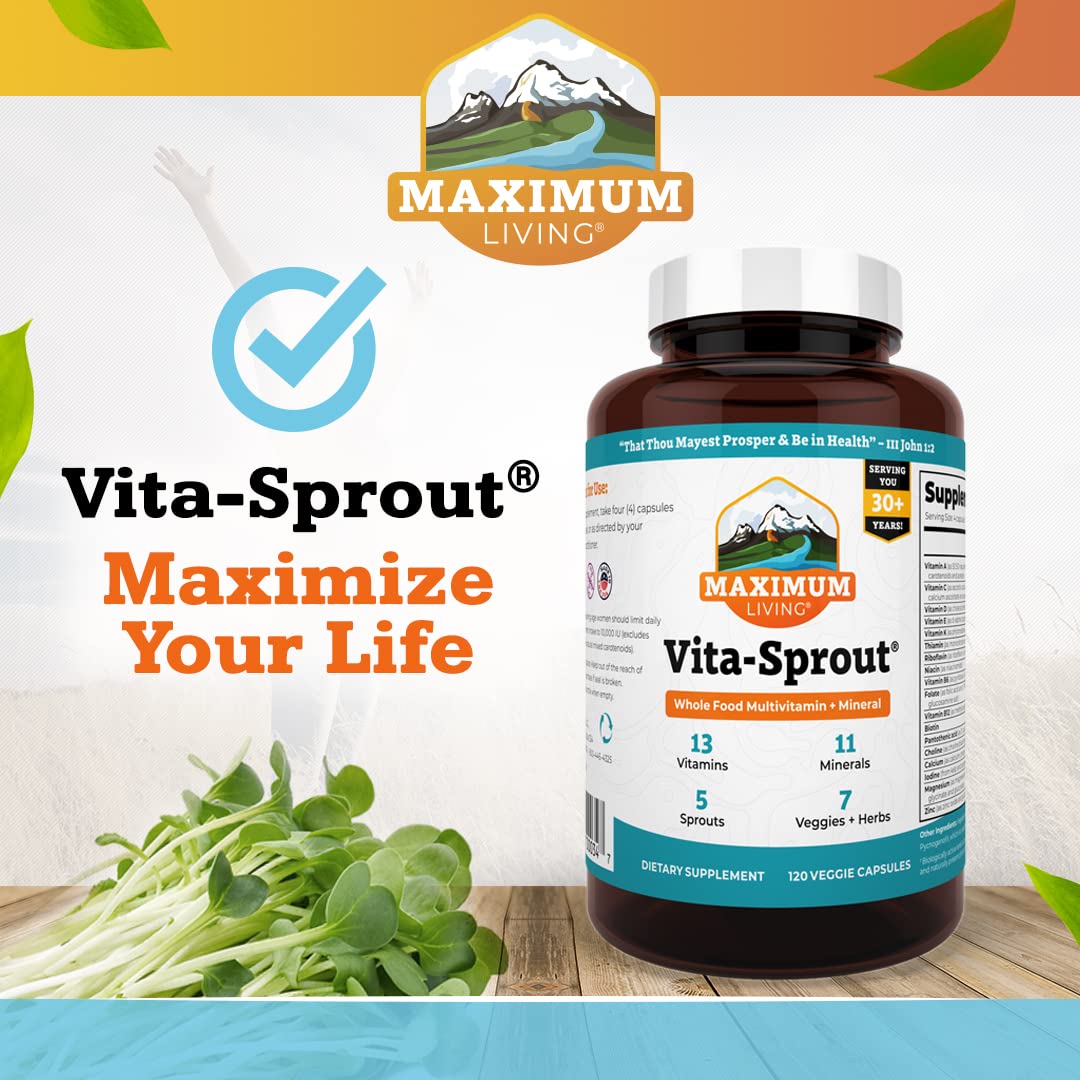 Maximum Living - Vita-Sprout Whole-Food Multivitamin & Phytonutrient Blend - 120 Capsules Maximum Living uk supplements