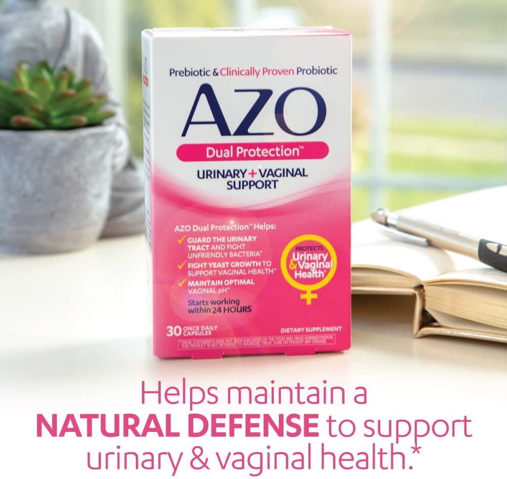 AZO Dual Protection | Urinary + Vaginal Support* | Prebiotic Plus Clinically Proven Women AZO uk supplements