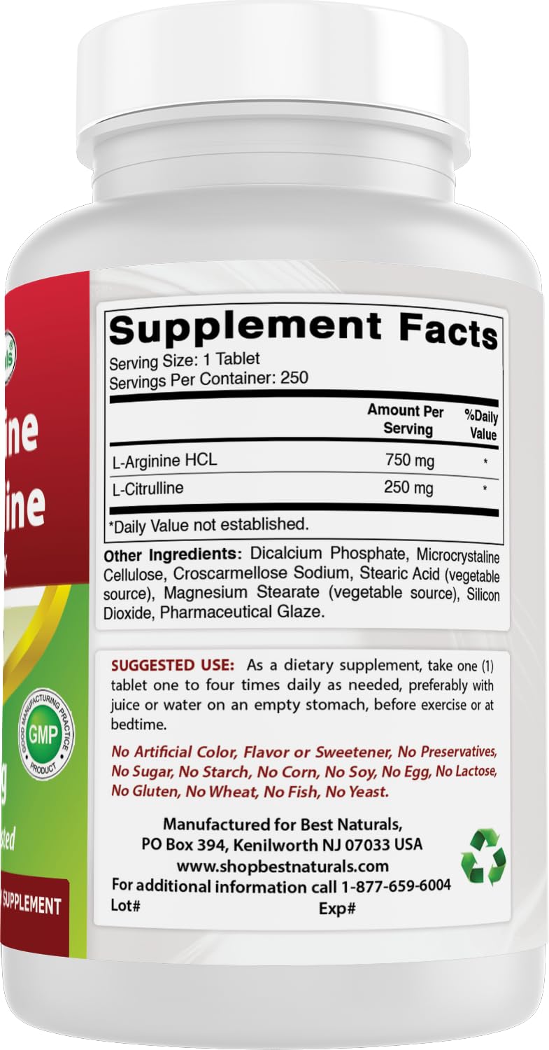 Best Naturals L-Arginine L-Citruline Complex Tablets, 250 Count Best Naturals uk supplements