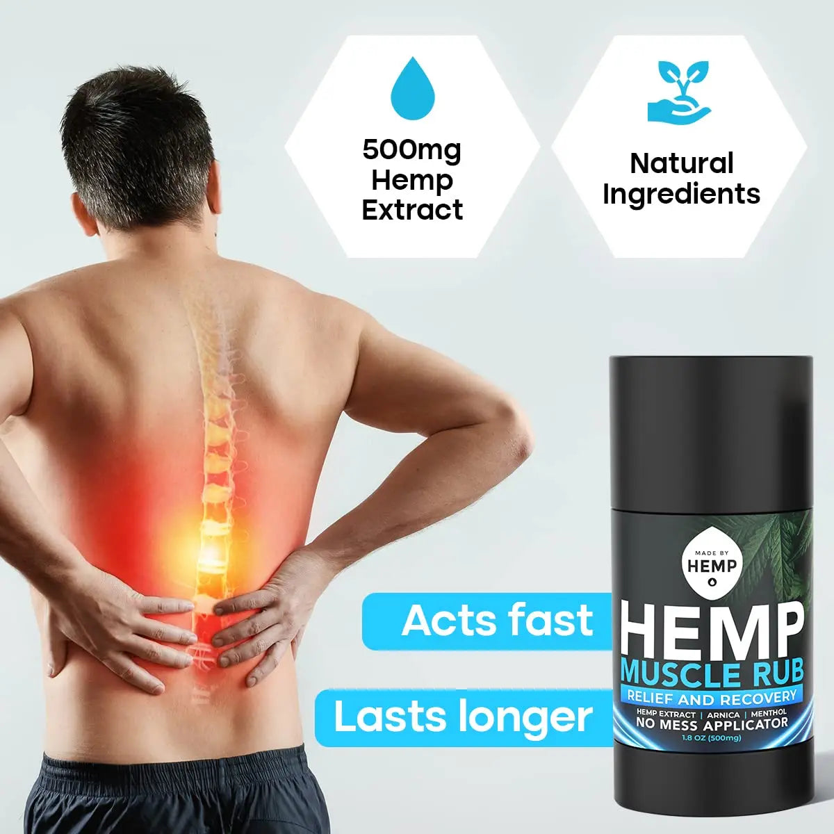 Hemp Roll On Post Workout Muscle Relief Stick for Muscles and Joints Natural Blend with Arnica, Menthol, Ginger Non Greasy Balm Cooling Soothing Support Formula Made by Hemp 1.8oz MADE BY HEMP Co. uk supplements