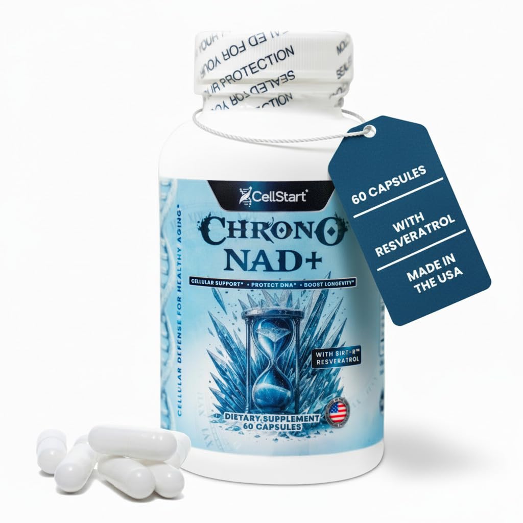 CellStart NAD+ Resveratrol Supplement 60 Capsules of 500mg | Anti Aging & Cellular Support Supplements for Women & Men - NAD Supplement Made in USA, (1-Month Supply) CellStart uk supplements