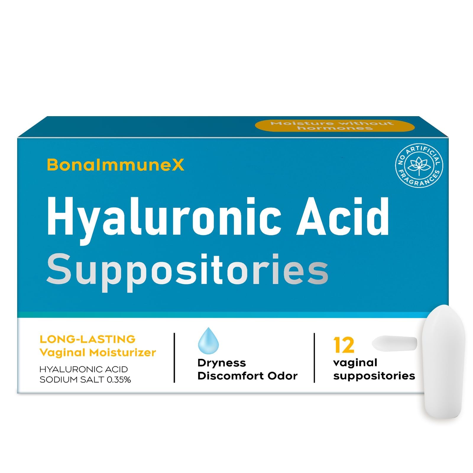 Peralpow Hyaluronic Acid Vaginal Suppositories 10 mg for Women | Vaginal Moisturizer for Dryness, Itching & Irritation | Menopause & Intimate Care with Coconut Fatty Acids | Estrogen Free, 12 Count Peralpow uk supplements