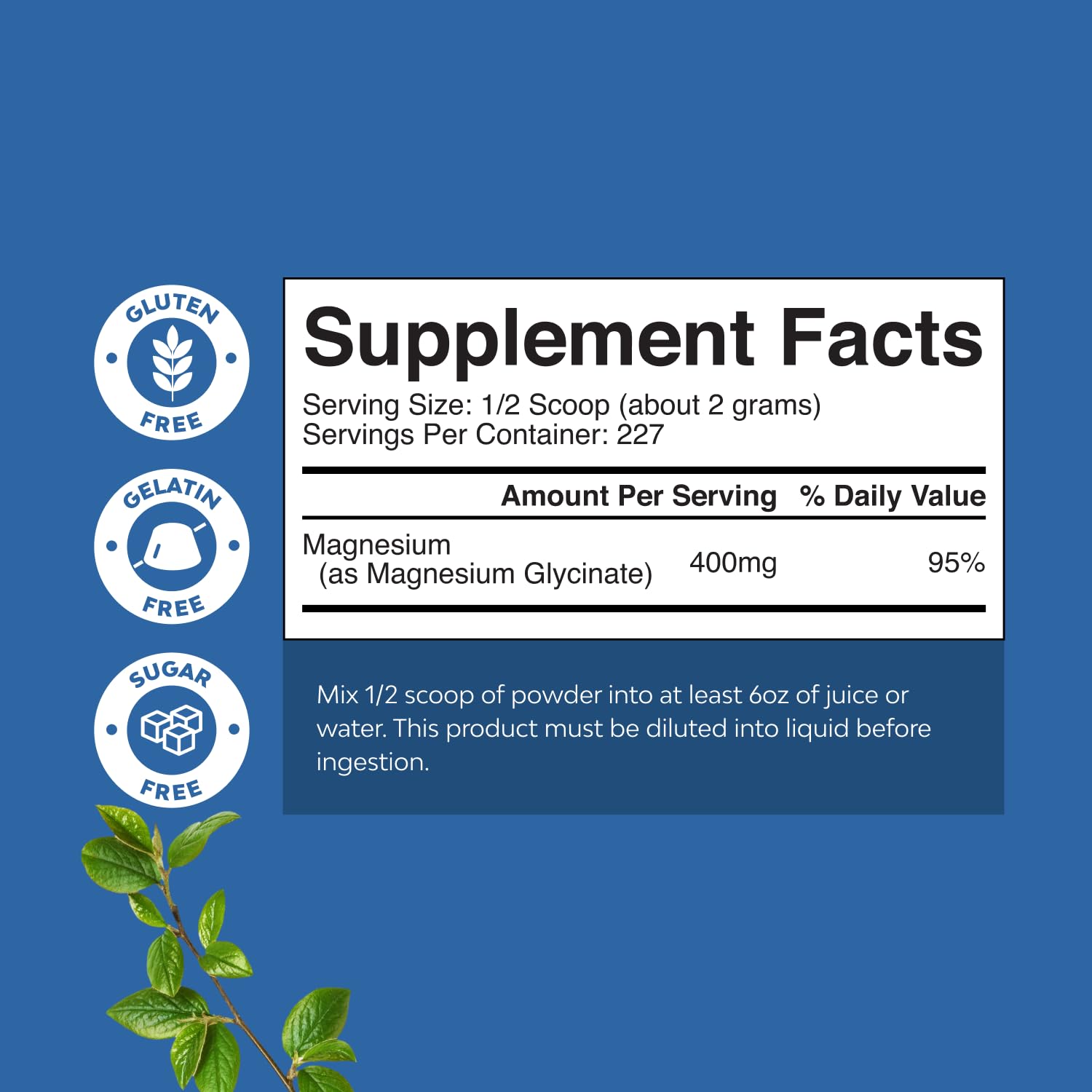 Potent Magnesium Glycinate Powder 400mg - Calm Magnesium Powder Bulk for Muscle Relax, Calm & Sleep Support for Adults - Glycinate Mag Soothe Vegan & Non-GMO Supplement - 1 Pack Natures Craft uk supplements