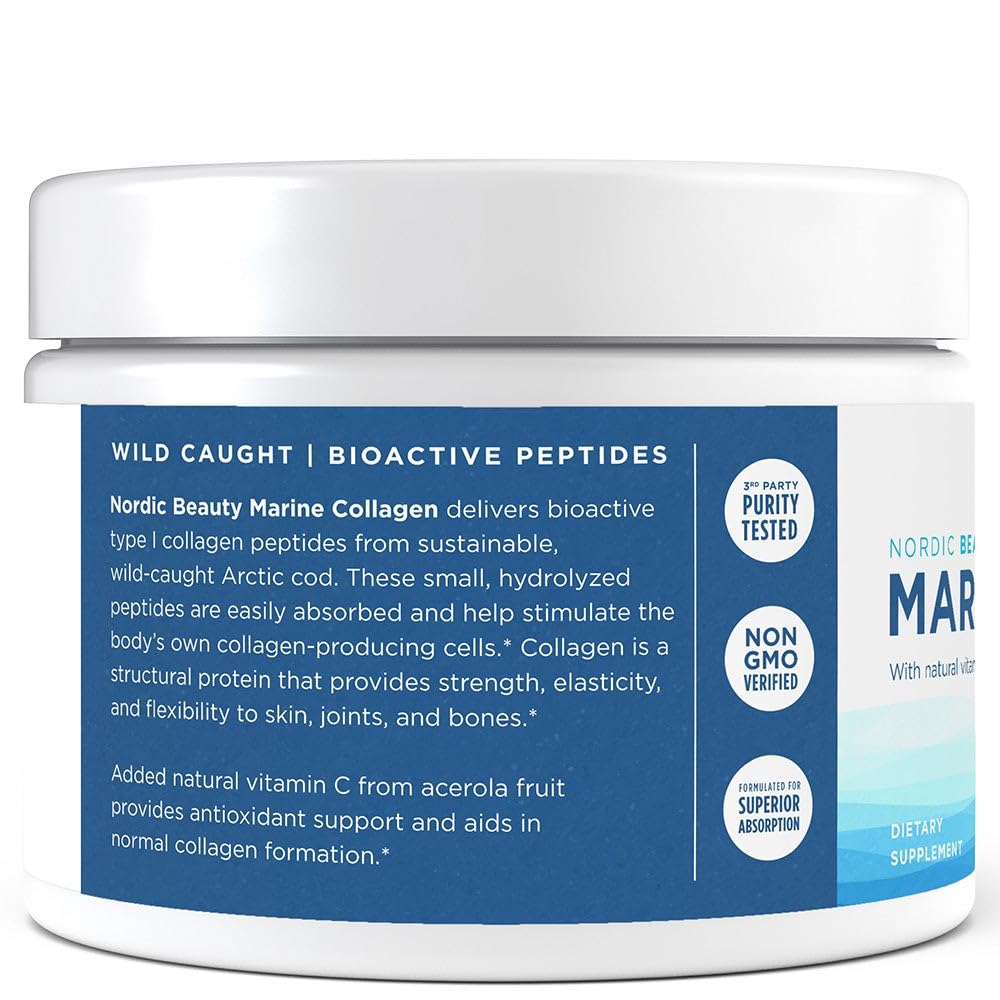 Nordic Naturals Nordic Beauty Marine Collagen Powder, Strawberry - 5.29 Ounces - Collagen Powder Supplement for Healthy Skin, Joints, and Bones, Vitamin C for Antioxidant Support - 30 Servings Nordic Naturals uk supplements