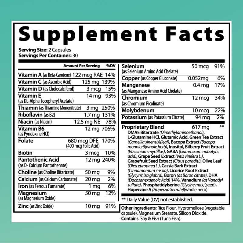 THINKWELL LABS Brain Supplements for Memory and Focus for Women and Men, Focus Supplement, Memory Supplement for Brain, Nootropic with Boron, Huperzine A, Phosphatidylserine (40-in-1, 60 Capsules) THINKWELL LABS uk supplements