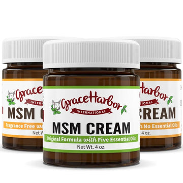 Grace Harbor MSM Cream – Variety 3 Pack – Daily Skin, Joint and Muscle Rub – Best Goat Milk Unscented Baby Lotion for Severly Dry Skin – Therapeutic Essential Oils and Fragrance Free – 4 oz Grace Harbor International uk supplements