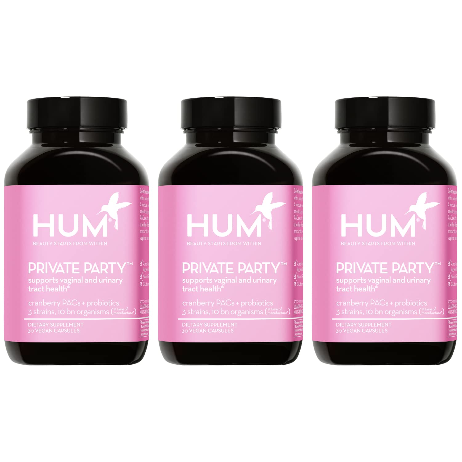 HUM Private Party Vaginal Probiotics for Women, pH Balance and Urinary Tract Support Vaginal Probiotic Supplement with Cranberry & Lactobacillus Blend, Women's Health Cranberry Pills, 90 Capsules HUM uk supplements