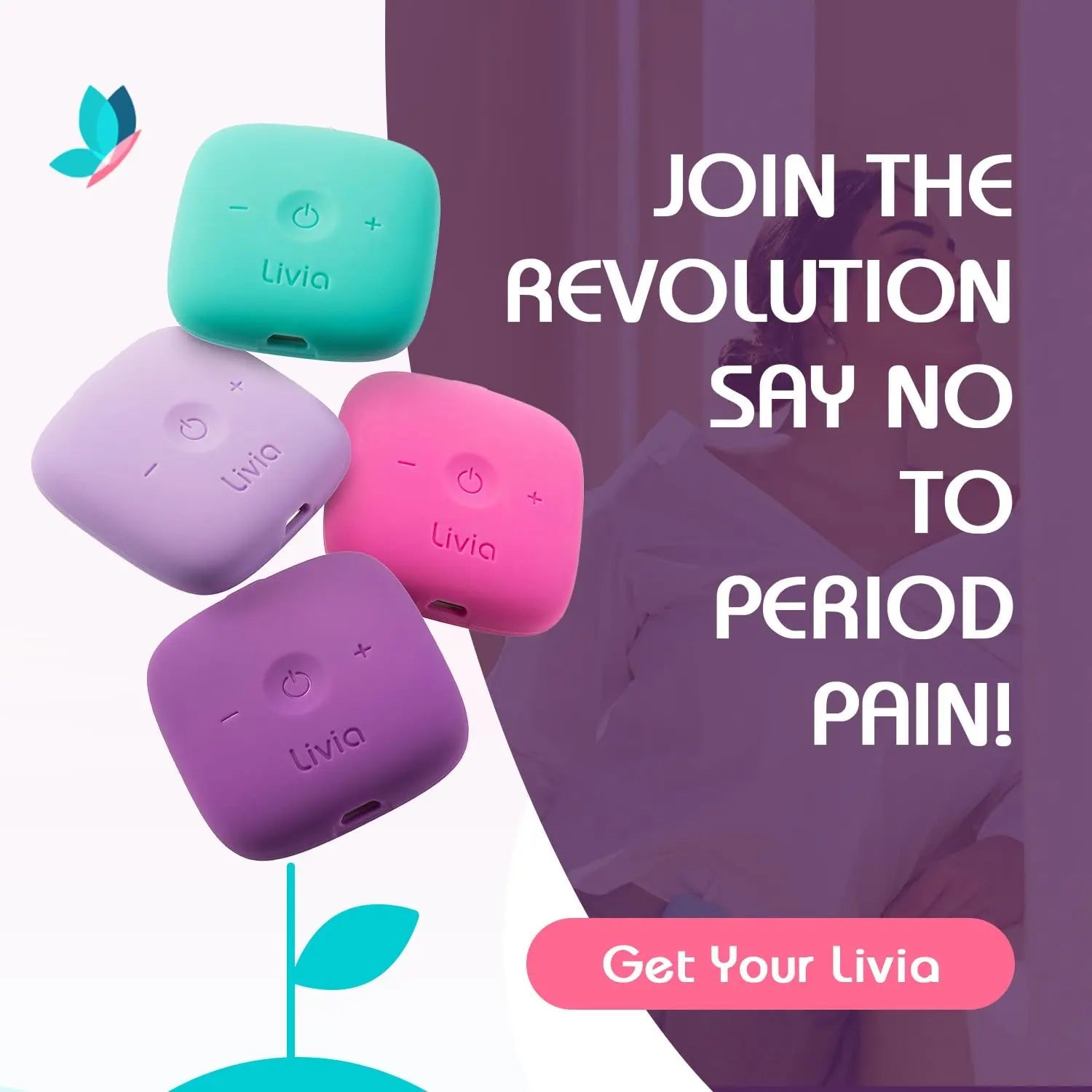 Livia Flower Pads | Electrodes Menstrual Pain Relief Device | Compact, Lightweight, Discreet | Skin-Friendly & Easy to Apply | 1 Set of Electrodes Livia uk supplements