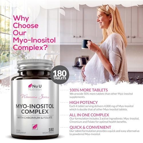 Myo-Inositol Complex 4000mg - 180 Vegan Tablets, 6 Weeks Supply - with 200ug Folate Nu U Nutrition uk supplements