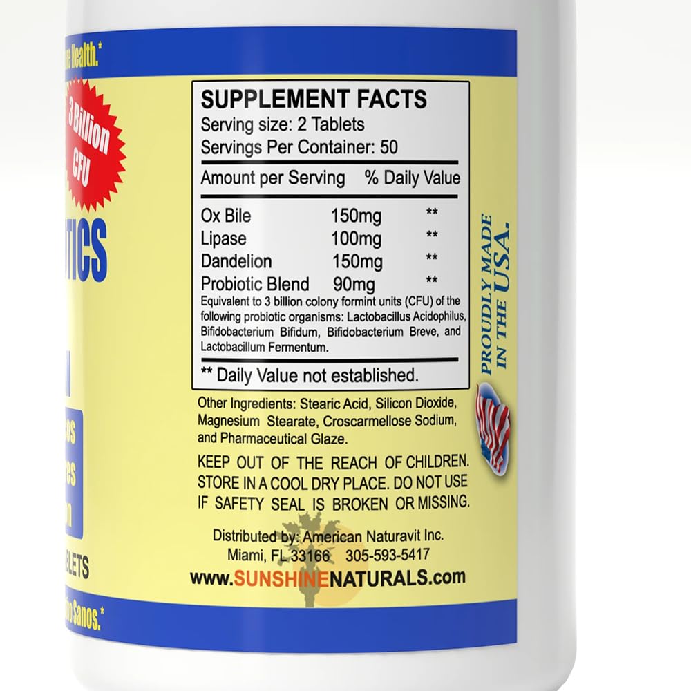 Sunshine Naturals Super Probiotics Supplement. Improves Digestion, Gut Health, Immune System Support, and Healthy Bowel Function. Promotes Healthy Flora. 100 Capsules. Sunshine Naturals uk supplements
