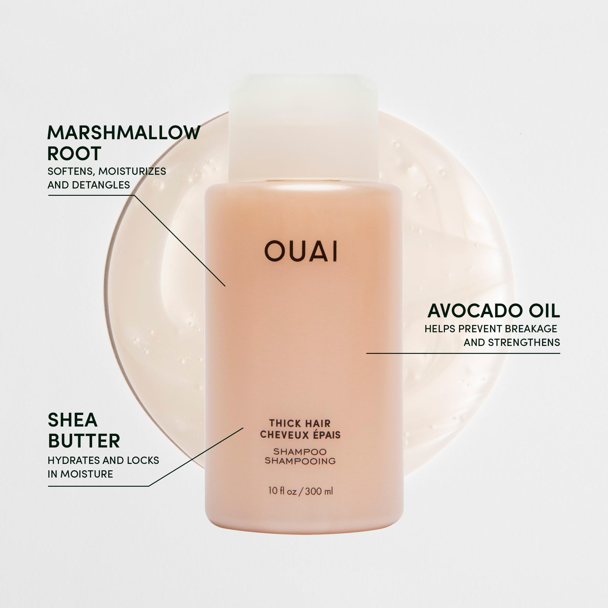 OUAI Thick Shampoo Travel Size - Moisturizing Shampoo with Keratin, Marshmallow Root, Shea Butter, Avocado Oil for Thick Hair - Strengthens & Hydrates - Paraben & Sulfate Free (3 Fl Oz) OUAI uk supplements
