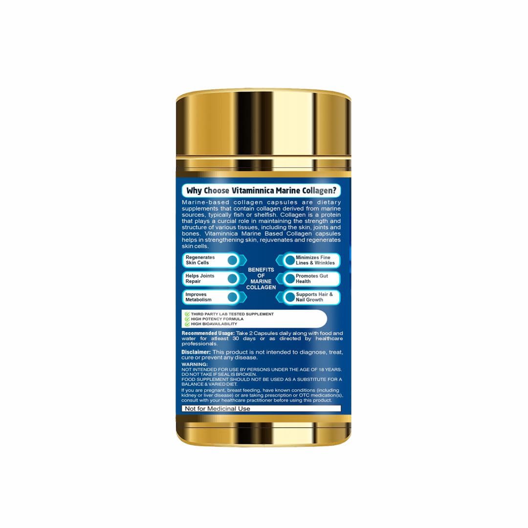 Vitaminnica Marine Collagen Capsules with Hyaluronic Acid & Vitamin C - Skin, Hair, Bones & Joints Vitaminnica Because your Health Matters uk supplements