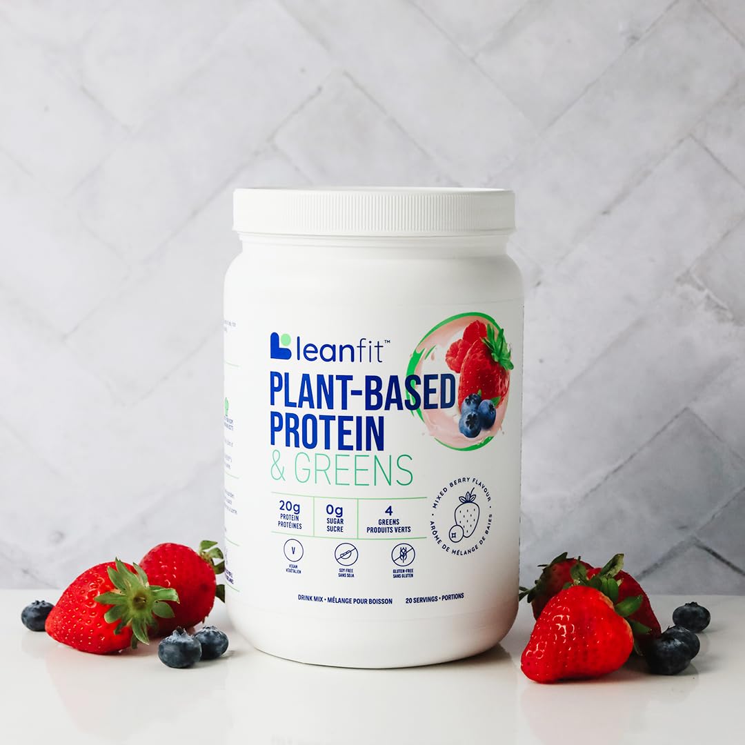 LeanFit Plant-Based Protein & Greens, Natural Berry, 20g Protein, 19 Servings, 1.25 Pound LeanFit uk supplements