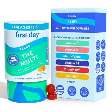 FIRST DAY Vitamins for Teens - Teen Multi Vitamins for Girls & Boys 12-17, Organic Fruit & Veggie Blend - 12 Key Nutrients FIRST DAY uk supplements