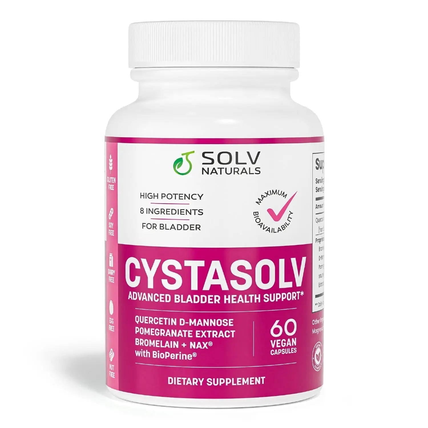 SOLV NATURALS CYSTASOLV Bladder & Pelvic Discomfort Formula - Enjoy Less Urgency & Flares* with Daily IC/BPS UTI Support – Premium Bladder & Urinary Support for Women & Men - 60 Vegan Capsules SOLV NATURALS uk supplements