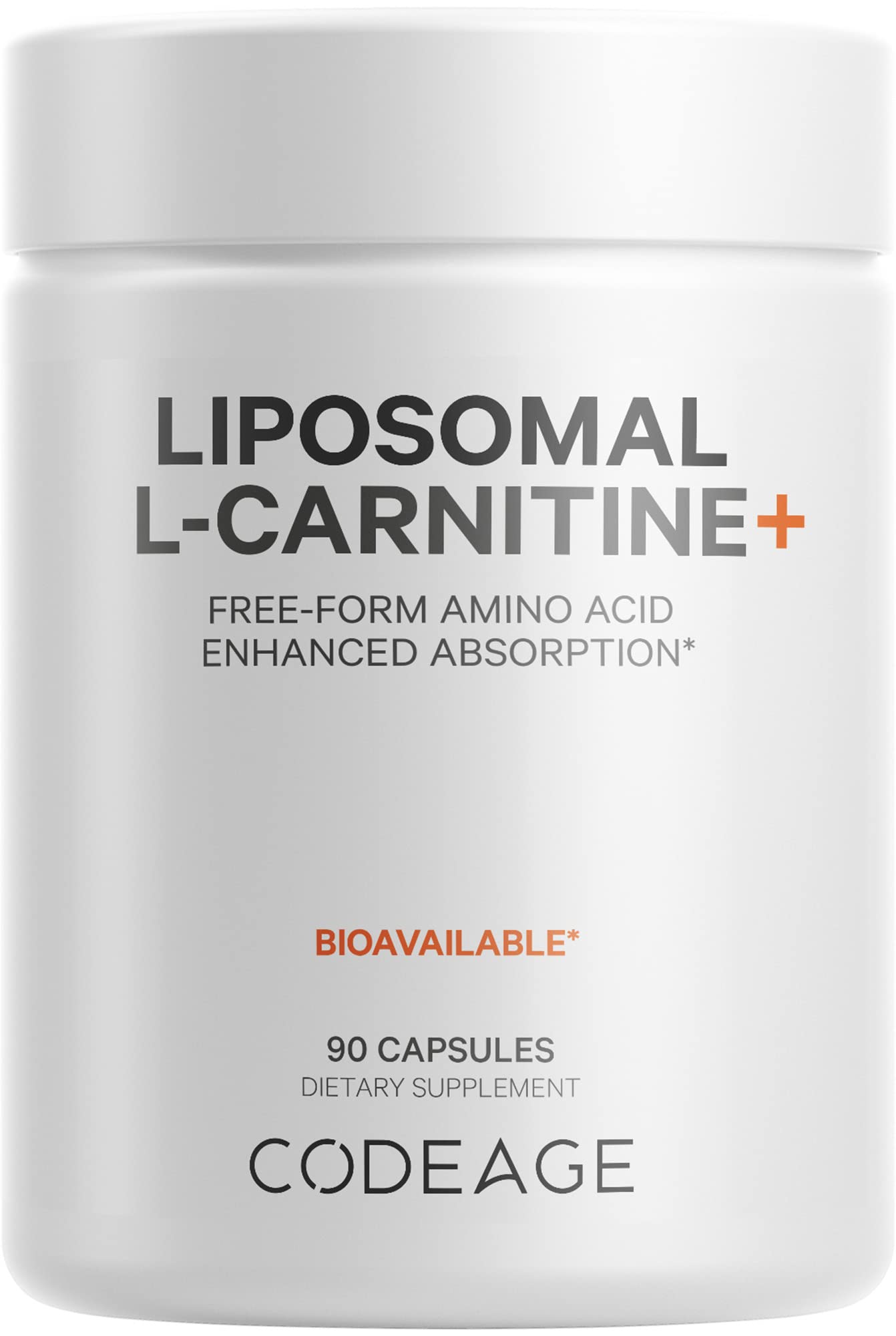 Codeage Liposomal L-Carnitine+ Supplement - 500 mg L-Carnitine L-Tartrate per Serving - Free-Form Amino Acid - Carnitine - Liposomal Delivery - Vegan, Non-GMO, Gluten-Free - 90 Capsules Codeage uk supplements