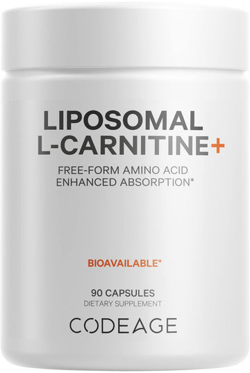 Codeage Liposomal L-Carnitine+ Supplement - 500 mg L-Carnitine L-Tartrate per Serving - Free-Form Amino Acid - Carnitine - Liposomal Delivery - Vegan, Non-GMO, Gluten-Free - 90 Capsules Codeage uk supplements