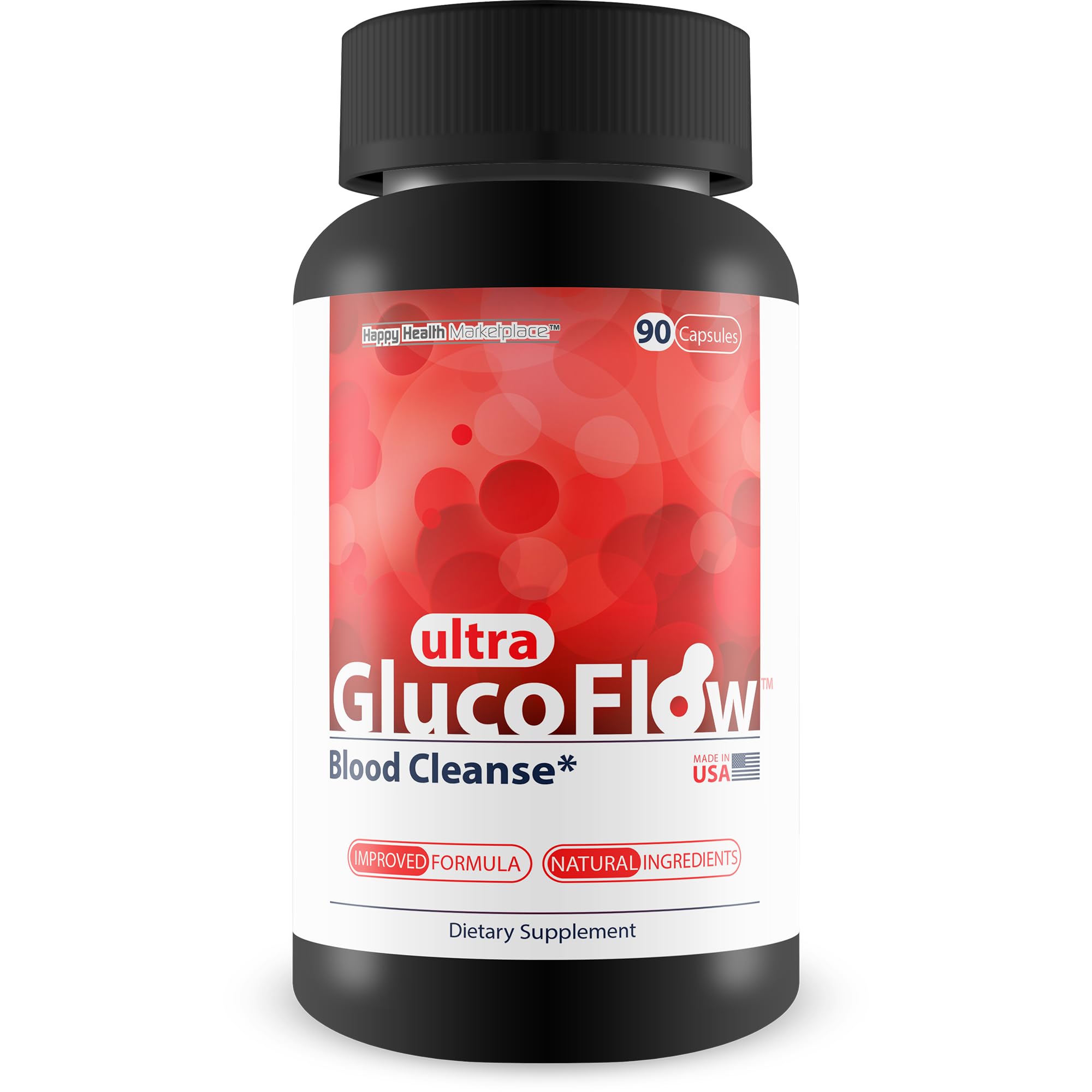 Ultra Gluco Flow - Improved Formula - Our Best Blood Cleanse Detox Cleanse Blood Support Pills - Blood Health Blood Circulation Pills Detox Cleanse Blood Gluco Bio Sweet Relief Glycogen Support Happy Health Marketplace uk supplements