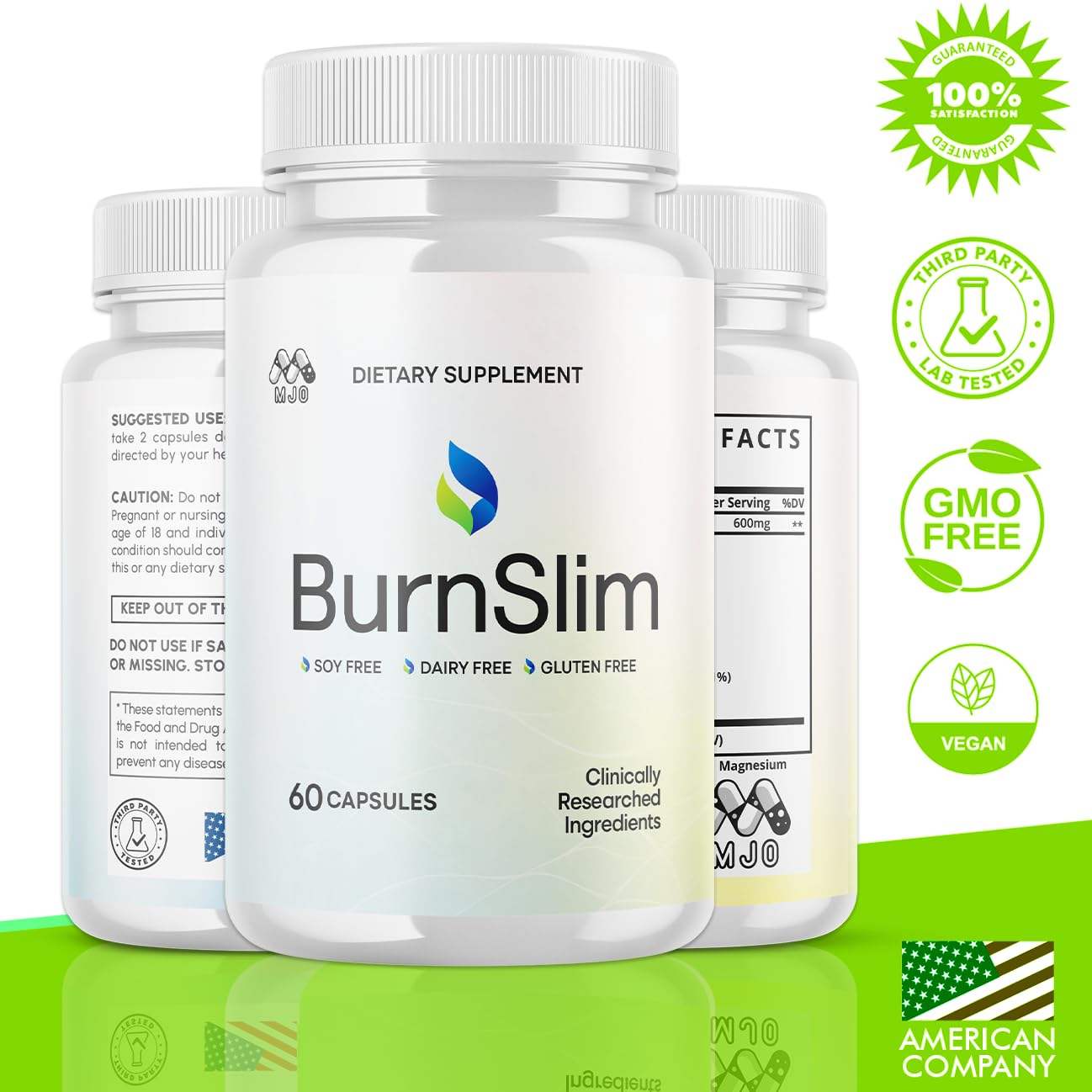 (5 Pack) Burn Slim Capsules, Official Burnslim Pills with All Natural Ingredients, Advanced Burn Slim Health and Wellness Supplement Supporting Active Lifestyle for Women and Men (300 Capsules) MJO uk supplements