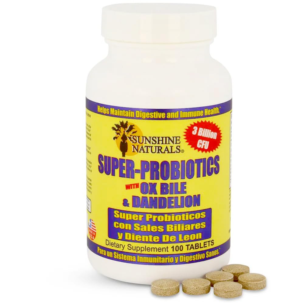 Sunshine Naturals Super Probiotics Supplement. Improves Digestion, Gut Health, Immune System Support, and Healthy Bowel Function. Promotes Healthy Flora. 100 Capsules. Sunshine Naturals uk supplements