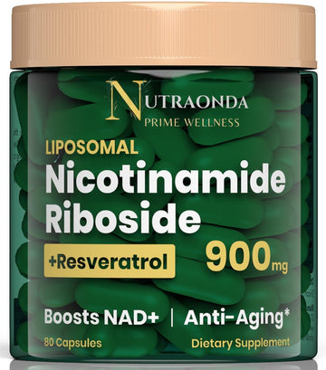 NUTRAONDA Liposomal Nicotinamide Riboside 900mg Resveratrol & Quercetin – NAD Supplement Plus for Anti Aging, Cellular Energy & Improve Health- 80 Capsules NUTRAONDA uk supplements